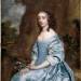 Portrait of a Lady in Blue holding a Flower
